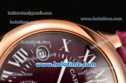 Cartier Ballon Bleu De Medium Chrono Miyota Quartz Rose Gold Case with Burgundy Dial and White Roman Numeral Markers