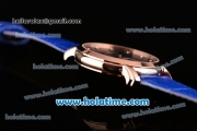 Vacheron Constantin Malte Miyota Quartz Rose Gold Case with Blue Leather Bracelet Blue Dial and Diamond Markers