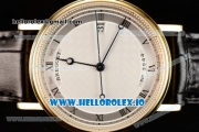 Breguet Classique Japanese Miyota 9015 Automatic Movement Yellow Gold White Dial and Roman Numeral Markers Leather Strap (FF)