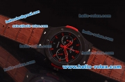 Hublot Classic Fusion Chronograph Miyota Quartz PVD Case with Red Markers and Brown Leather Strap