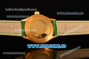 Rolex Cellini Time Asia 2813 Automatic Yellow Gold Case with Green Dial and Stick Markers