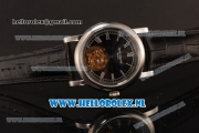 Patek Philippe Complication Tourbillon Manual Winding Steel Case with Black Dial and Black Leather Strap