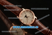 BlancPain Villeret Moonphase & Complete Calendar Miyota 9015 Automatic Rose Gold Case with Beige Dial Brown Leather Strap and Roman Numeral Markers (AAAF)