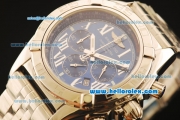 Breitling Chronomat B01 Chronograph Miyota Quartz Full Steel with Blue Dial and Silver Roman Markers