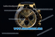 Rolex Daytona Chrono Clone Rolex 4130 Automatic Yellow Gold Case with Yellow Dial Ceramic Bezel and Black Rubber Strap - 1:1 Original (EF)