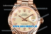 Rolex Datejust Swiss ETA 2671 Automatic Rose Gold Case with Yellow Dial Diamonds Markers and Rose Gold Bracelet (BP)