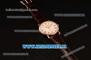 Patek Philippe Calatrava Small Seconds Miyota 9015 Automatic Rose Gold Case with Beige Dial Roman Numberal Markers and Brown Genuine Leather Strap (GF)