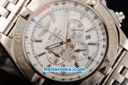 Breitling Chronomat B01 Chronograph Miyota Quartz Movement White Dial with Stick Markers-Steel Strap