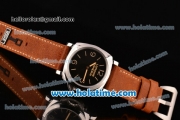 Panerai PAM372 Luminor 1950 3 Days P.3000 Manual Winding 72 Hours Power Reserve Steel Case with Brown Leather Bracelet and Black Dial - 1:1 Best Edition (ZF)