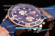 Ulysse Nardin Maxi Marine Diver Chrono Miyota Quartz Rose Gold Case with Blue Dial and Blue Rubber Strap