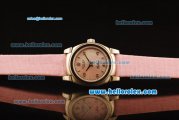 Rolex Cellini Swiss Quartz Steel Case with Pink MOP Dial and Numeral Markers-Pink Leather Strap