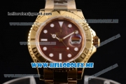 Rolex Yacht-Master 40 Clone Rolex 3135 Automatic Yellow Gold Case/Bracelet with Black MOP Dial and Dot Markers (BP)