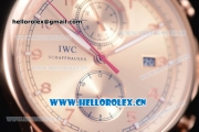 IWC Portugieser Yacht Club Asia ST25 Automatic Rose Gold Case with Rose Gold Dial Arabic Numeral Markers and Brown Leather Strap