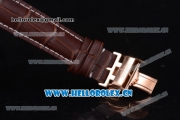 Longines Master Swiss ETA 2824 Automatic Rose Gold Case with White Dial Diamonds Markers and Brown Leather Strap (ZF)