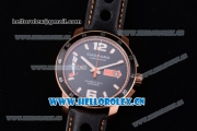 Chopard Mille Miglia GTS Power Control Miyota OS2035 Quartz Rose Gold Case Black Dial Black Leather Strap and Arabic Number/Stick Markers