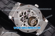 Hublot Classic Fusion Tourbillon Swiss Tourbillon Manual Winding Steel Case with Skeleton Dial Black Leather Strap and Stick Markers (GF)