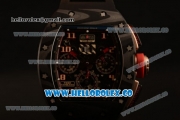 Richard Mille RM 011 Romain Grosjean Chronograph Miyota 9015 Automatic Carbon Fiber Case with Skeleton Dial Rose Gold Arabic Numeral Markers and Rubber Strap (KV)