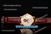 Vacheron Constantin Patrimony Tourbillon Swiss ETA 2824 Automatic Yellow Gold Case with Stick Markers and White Dial