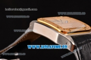 Cartier Santos 100 Medium Swiss ETA 2824 Automatic Steel Case with Diamonds Bezel and Beige Dial