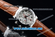 Rolex Daytona Chrono Clone Rolex 4130 Automatic Steel Case with White Dial and Brown Leather Strap (EF)