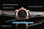 Vacheron Constantin Malte Asia ST25 Automatic Rose Gold Case with Black Leather Strap and Black Dial