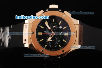 Hublot Big Bang Ayrton Senna Chronograph Miyota Quartz Movement Rose Gold Case with Black Dial and Gold Stick Markers