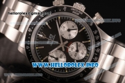 Rolex Daytona Vintage Chrono Miyota OS20 Quartz Steel Case/Bracelet with Black Dial and Stick Markers