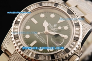 Rolex GMT-Master II Swiss ETA 2836 Automatic Movement Steel Diamond Case with White Markers and Diamond Bezel-Steel Diamond Strap