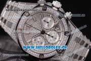 Audemars Piguet Royal Oak Chronograph Swiss Valjoux 7750 Automatic Steel/Diamonds Case with Diamonds Dial and Stick Markers Diamonds Bezel (EF)