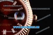 Rolex Day-Date Swiss ETA 2836 Automatic Rose Gold Case/Bracelet with Brown Dial and Stick Markers (BP)