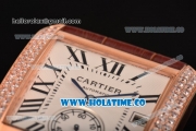 Cartier Tank MC Miyota 9015 Automatic Rose Gold Case with White Dial Roman Numeral Markers and Diamonds Bezel - 1:1 Original