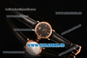 Patek Philippe Calatrava Miyota Quartz Rose Gold Case with Black Dial and Diamonds Markers