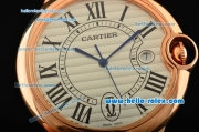 Cartier Ballon Bleu De Swiss ETA 2836 Automatic Rose Gold Case/Bezel with Brown Leather Strap White Dial Roman Markers