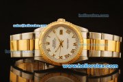 Rolex Datejust Oyster Perpetual Automatic ETA Coating Case with White Dial and Gold Roman Markers - Two Tone Strap