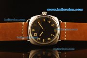 Panerai Radiomir Vintage 3646 Swiss ETA 6497 Manual Winding Steel Case with Black Dial and Orange Leather Strap