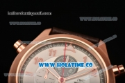 IWC Pilot's Watch Spitfire Chrono Miyota Quartz Rose Gold Case with Brown Leather Strap White Dial and Arabic Numeral Markers