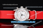 Rolex Pre-Daytona Chrono Miyota OS20 Quartz Steel Case with White Dial Stick Markers and Red Nylon Strap