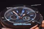 Hublot Big Bang Maradona 2 Chronograph Miyota Quartz Rose Gold Case with PVD Bezel and Black Leather Strap