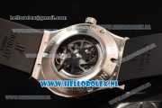 Hublot Classic Fusion Skeleton Tourbillon Asia Auto Steel Case with Skeleton Dial and Black Leather Strap