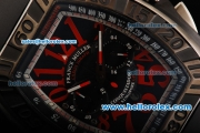 Franck Muller Conquistador F1 Singapore GP Chronograph Quartz Movement Steel Case with Red Arabic Numerals and Black Rubber Strap