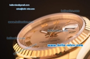 Rolex Datejust Swiss ETA 2836 Automatic Gold Case/Strap with Gold Dial and Roman Numeral Hour Markers