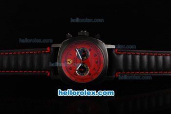 Ferrari Chronograph Miyota Quartz Movement 7750 Coating Case with Red Dial-Black Numeral Markers