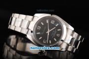 Rolex Air King Automatic Movement Full Steel with Black Dial and White Stick Markers