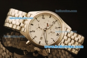 IWC Portuguese Chronograph Quartz Full Steel Case with White Dial and Black Markers