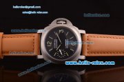 Panerai Luminor Marina Pam 172 Asia 6497 Manual Winding Titanium Case with Black Dial and Brown Leather Strap