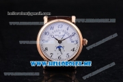 Patek Philippe Grand Complications Asia ST25 Automatic Rose Gold Case with White Dial and Brown Leather Strap Arabic Numeral Markers