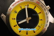 Ferrari Lap Time Quartz Movement Steel Case with Yellow/Black Dial and Black Rubber Strap