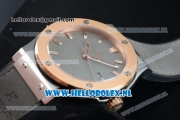 Hublot Classic Fusion Miyota 9015 Automatic Rose Gold Case with Grey Dial Stick Markers and Grey Genuine Leather Strap