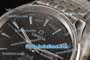 Omega De Ville Hour Vision Co-Axial Annual Calendar Clone 8500 Automatic Full Steel with Stick Markers and Black Dial - 1:1 Original