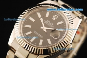Rolex Datejust II Swiss ETA 2836 Automatic Movement Full Steel with Black Dial and White Stick Markers